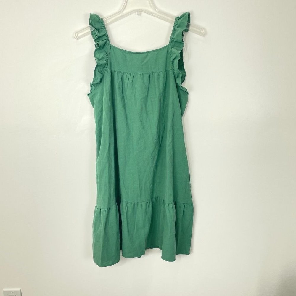 Universal Thread Women's Dress 2X Green Flutter Sleeveless Mini Ruffle Plus New - Picture 7 of 12
